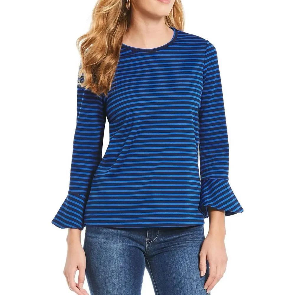 Draper James sailor stripe bell sleeve top size M